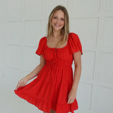 Frilly Mini Dress - Red