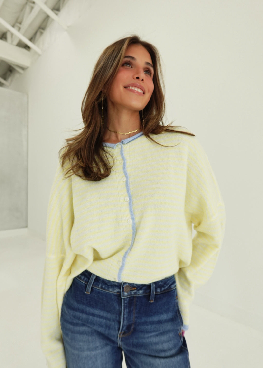 Lanie Striped Cardi - Yellow