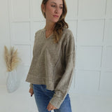 Micah Exposed Seam Top - Tan