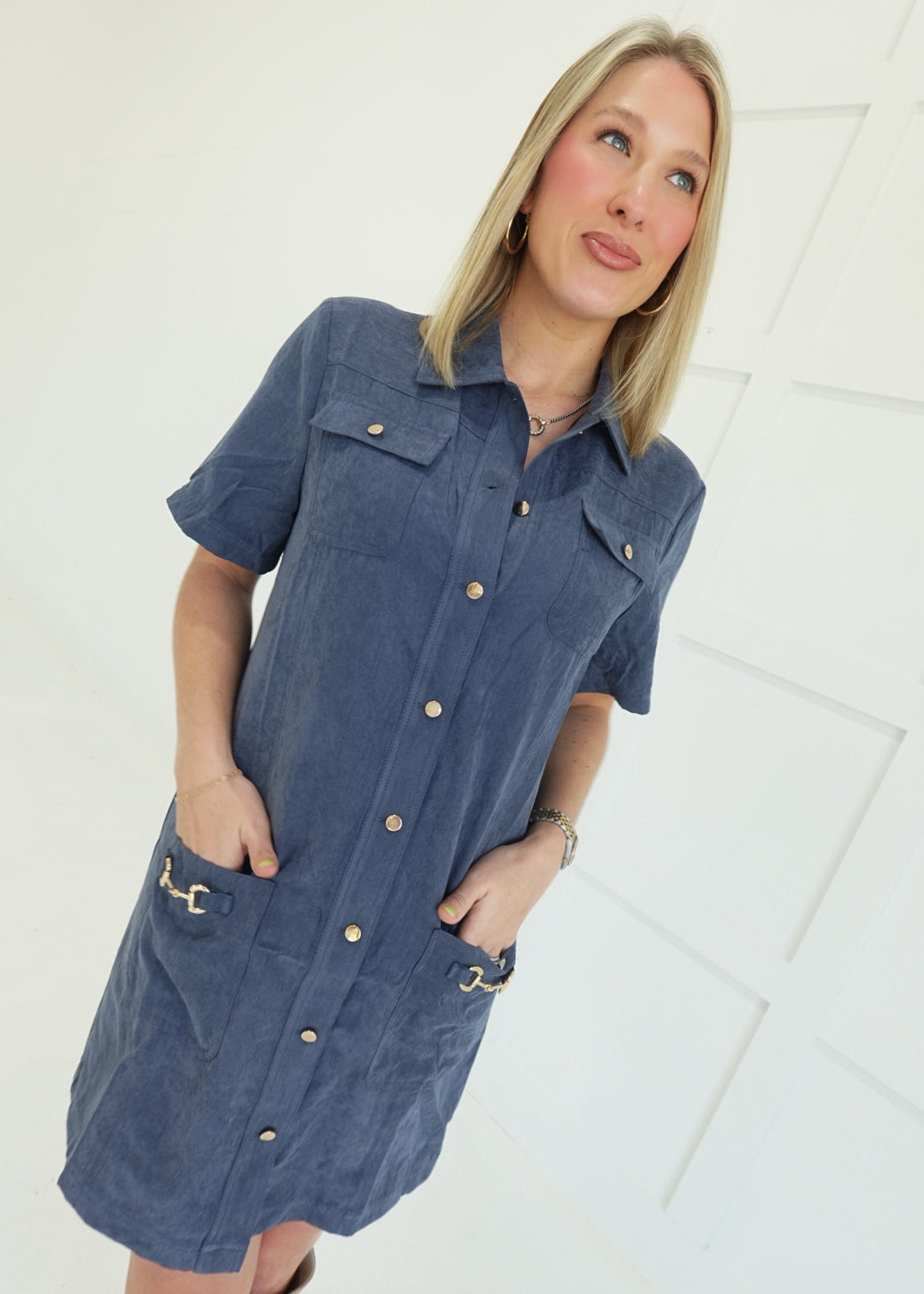 Colter Mini Dress - Denim Blue