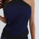 Inhibitions Contrast Halter - Navy/Black