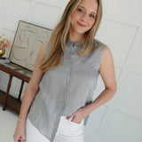 Corporate Chic Sleeveless Blouse - Dusty Blue