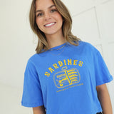 Sardines Embroidered Tee - Blue/Yellow