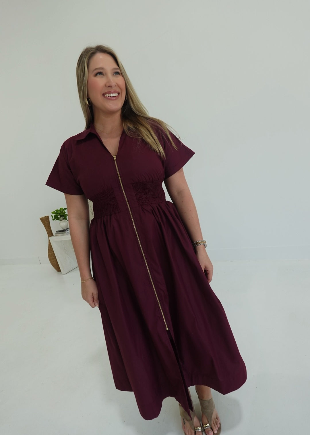 Sanction Midi Dress - Burgundy