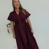 Sanction Midi Dress - Burgundy