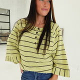 Easy Knitted Henley Top - Lime