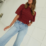 Bellavue Smocked Top - Brick