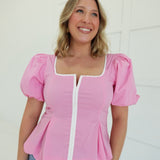Anabelle Peplum Top - Pink
