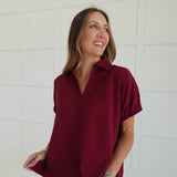 Wanda Collared Blouse - Maroon