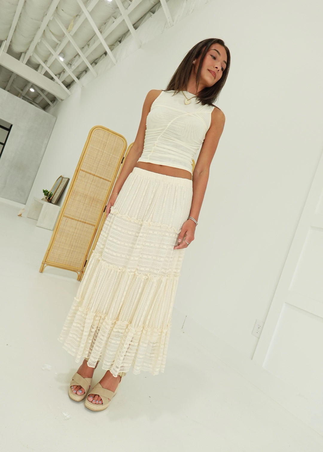 Plains Midi Skirt - Natural