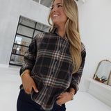 Bonfires Plaid Top - Black Multi