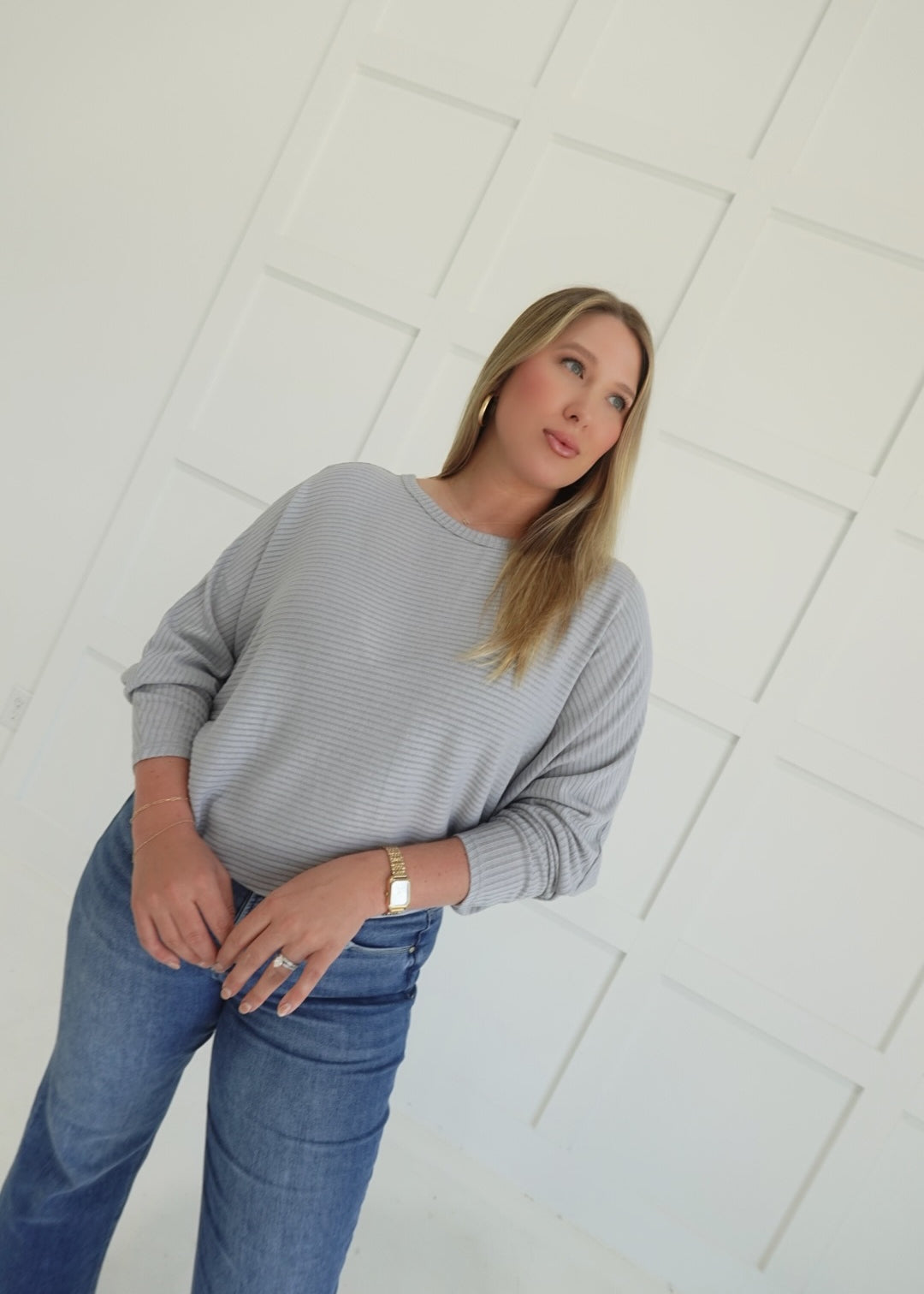 Ribbed + Ready Top - Grey