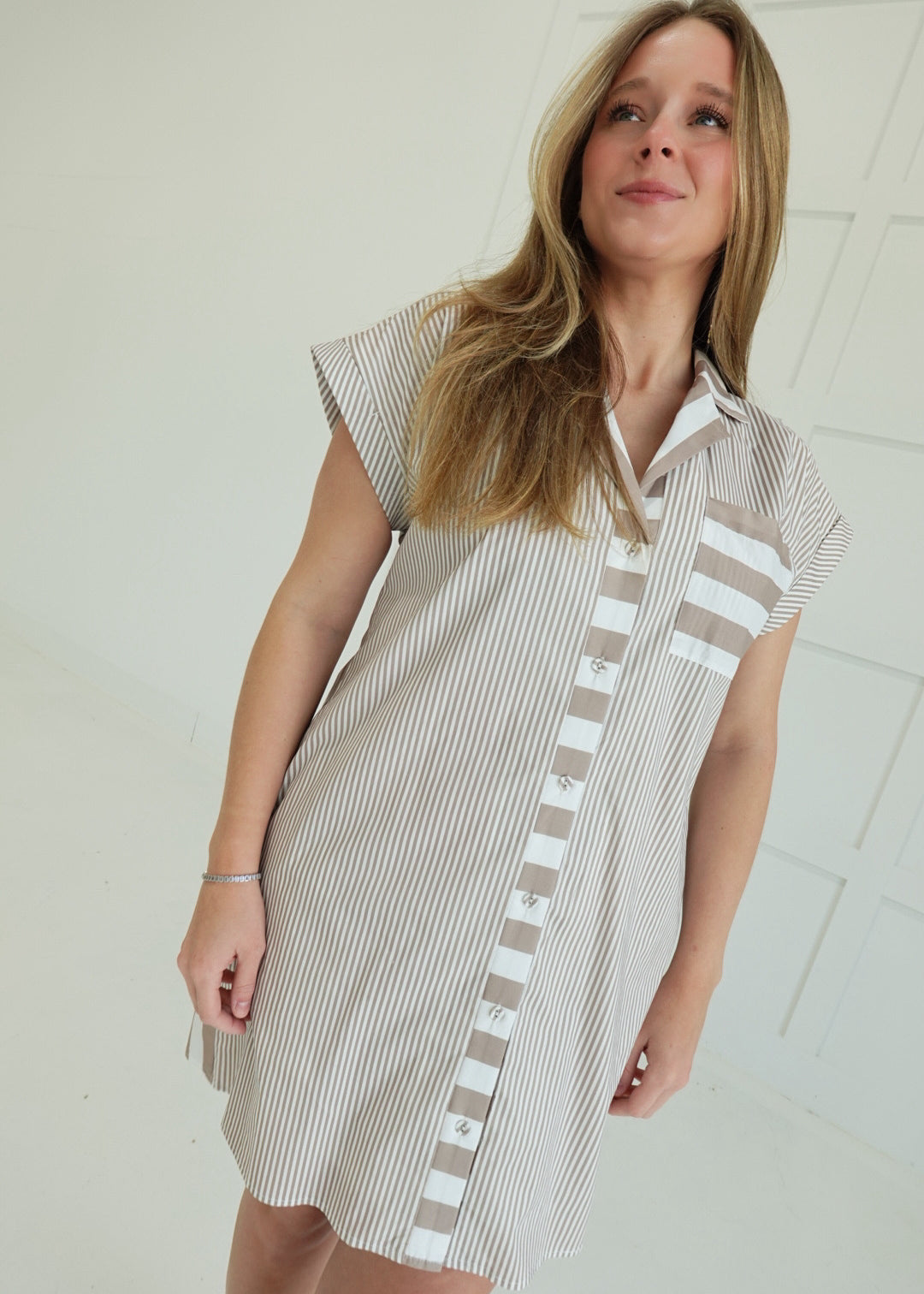 Addie Mini Dress - Taupe