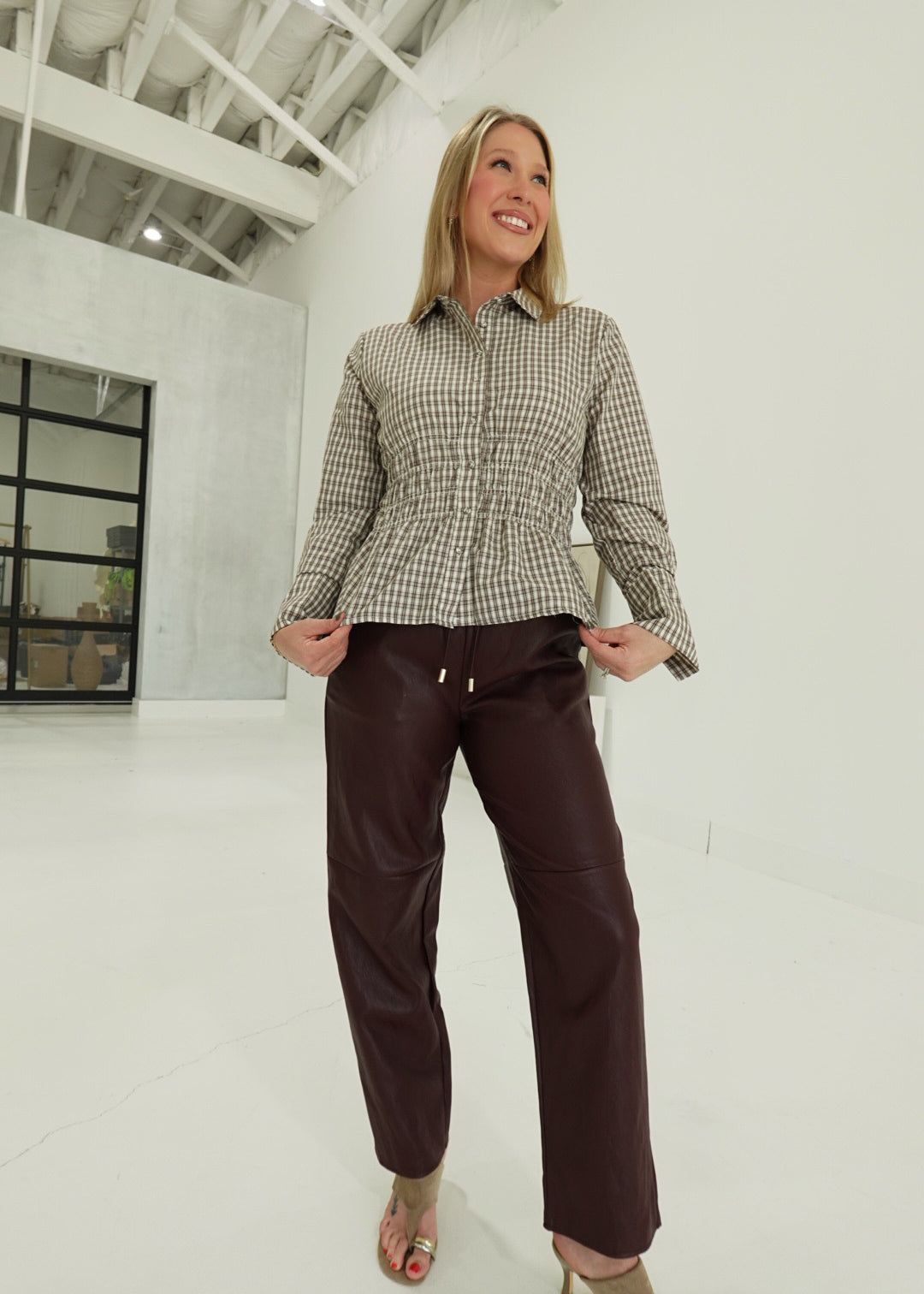 Lorraine Leather Pants - Burgundy