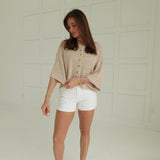 Back To My Roots Denim Shorts - White
