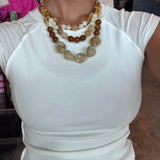Layered Beaded Necklace - Beige
