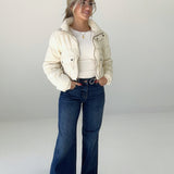 Gina Cropped Puffer Jacket - Ivory