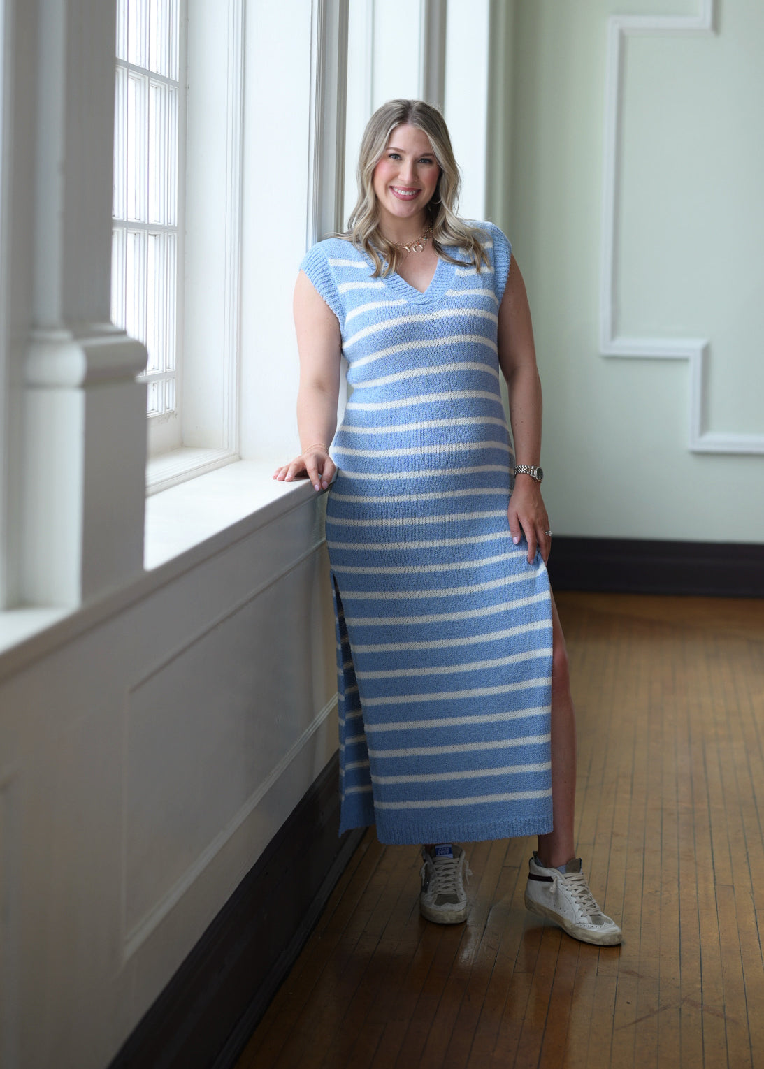 First Class Sweater Dress - Blue