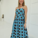 Picket Fences Midi Dress - Blue