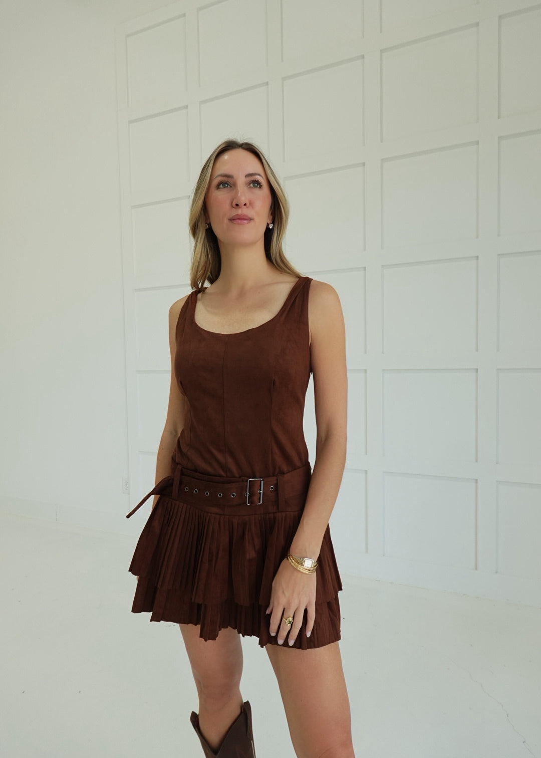 Pleasure To Pleat You Mini Romper Dress – West of Fifty Five