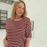 Jessie Striped Sweater - Burgundy