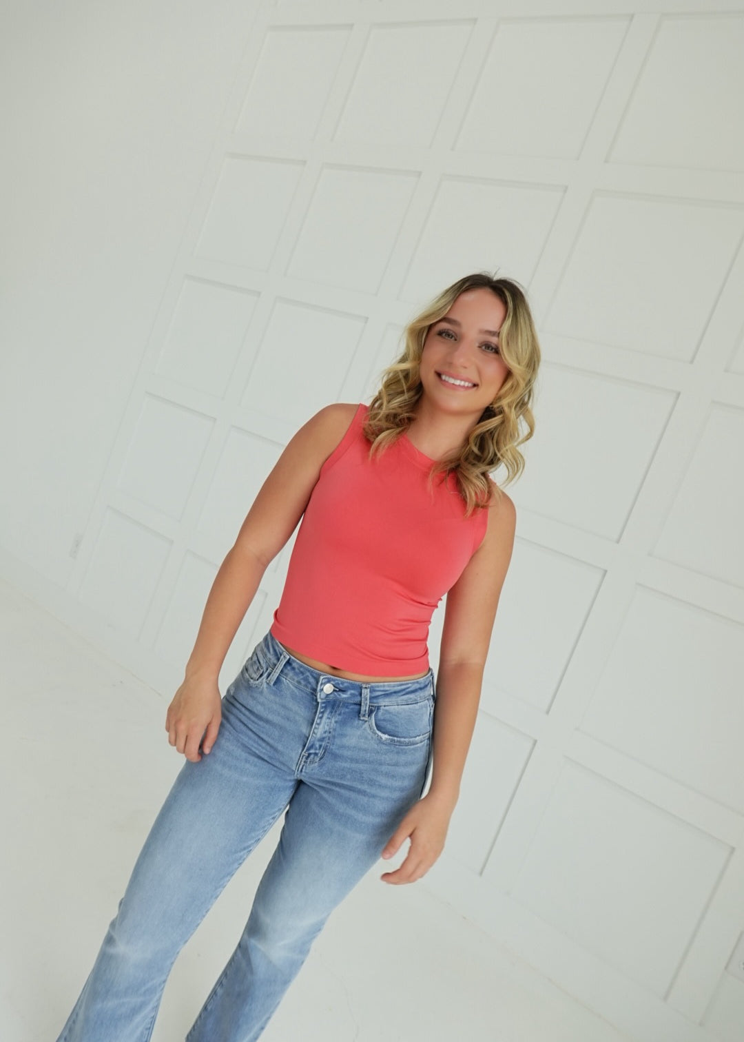 Basic Seamless Tank - Coral