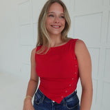 Mash Up Asymmetrical Top - Red