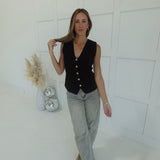 On My Books Vest Top - Black