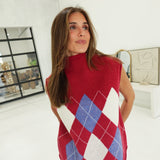 Dane Argyle Top - Burgundy