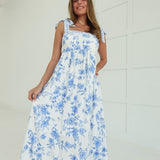Emily's Floral Midi Dress - Light Blue Multi