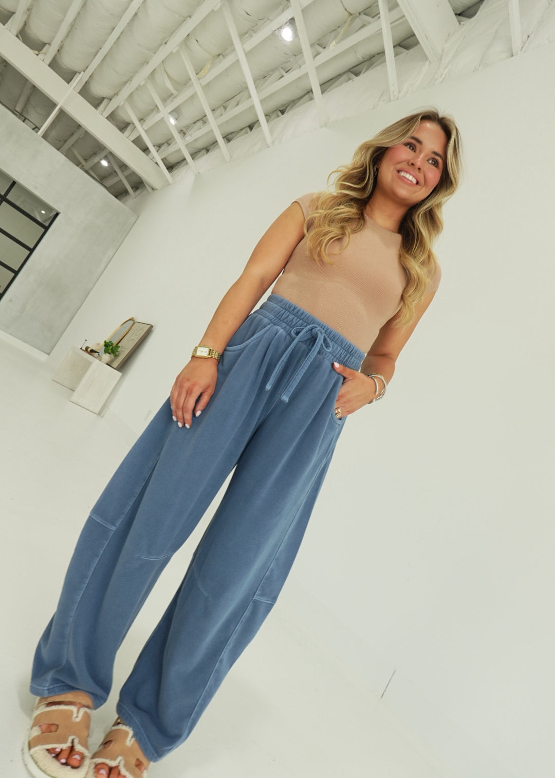 Coffee Run Sweats - Vintage Blue