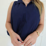 Penelope Bubble Top - Navy
