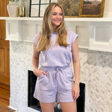 Keep It Comfy Romper - Lavender