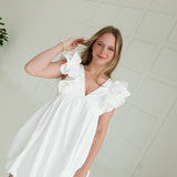 Minnie Bubble Hem Dress - White
