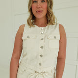 Rue Denim Vest - Cream