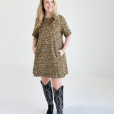 Ledger Leopard Mini Dress - Camel