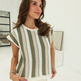 Harvesting Stripe Sweater - Olive/Taupe