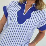 Hemingway Striped Top - Lt Blue