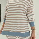 Ali Striped Set - Beige/Cream/Blue