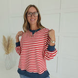 Joneses Striped Pullover - Red/Cream