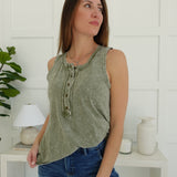 Hip Henley Knit Top - Olive