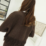 Audra Fringe Cardi - Chocolate