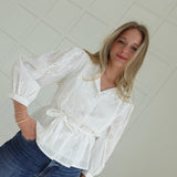 Harding Eyelet Belted Top - White