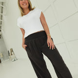 Marna Smocked Pants - Charcoal