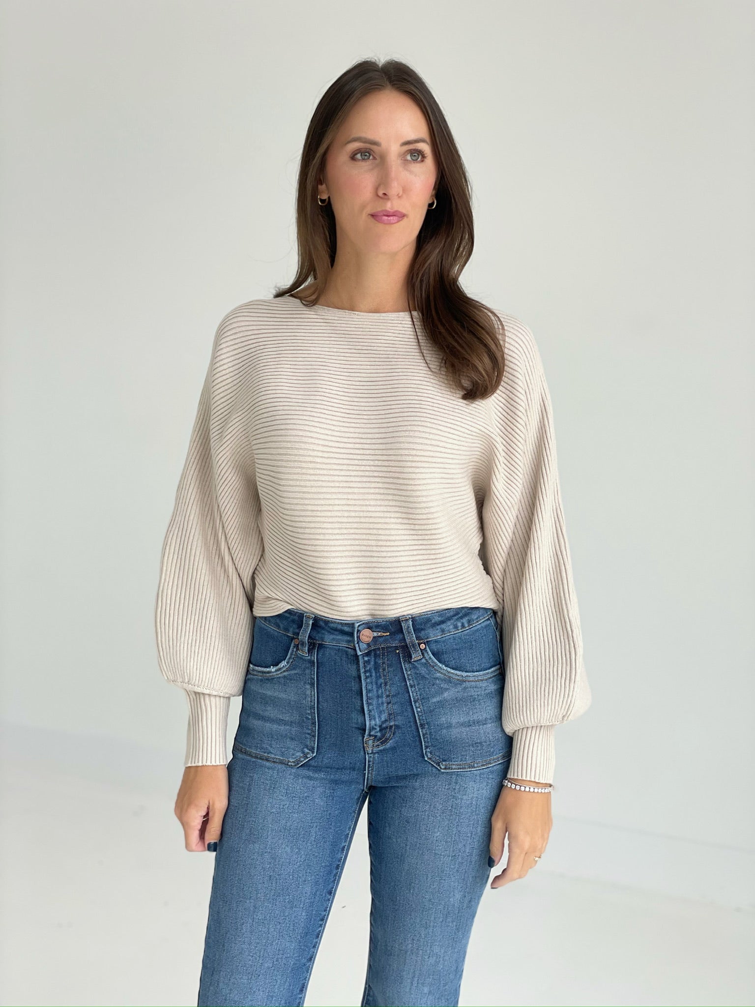 Classical Ribbed Sweater - Beige