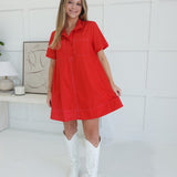 Three Strikes Mini Dress - Red