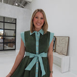 Marlowe Multimedia Dress - Hunter Green