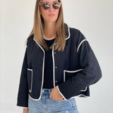 Drew Quilt Jacket - Black/Cream