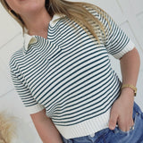Scotty Collared Top - Dk Green