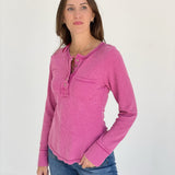 Roughing It Waffle Knit Top - Magenta *CM